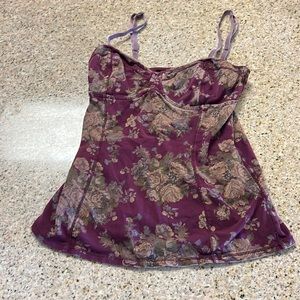 purple floral Y2K blouse